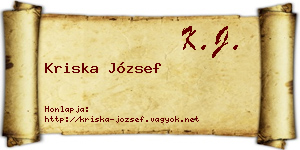 Kriska József névjegykártya